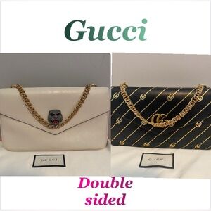 Gucci Cream and Black Convertible Shoulder Bag
